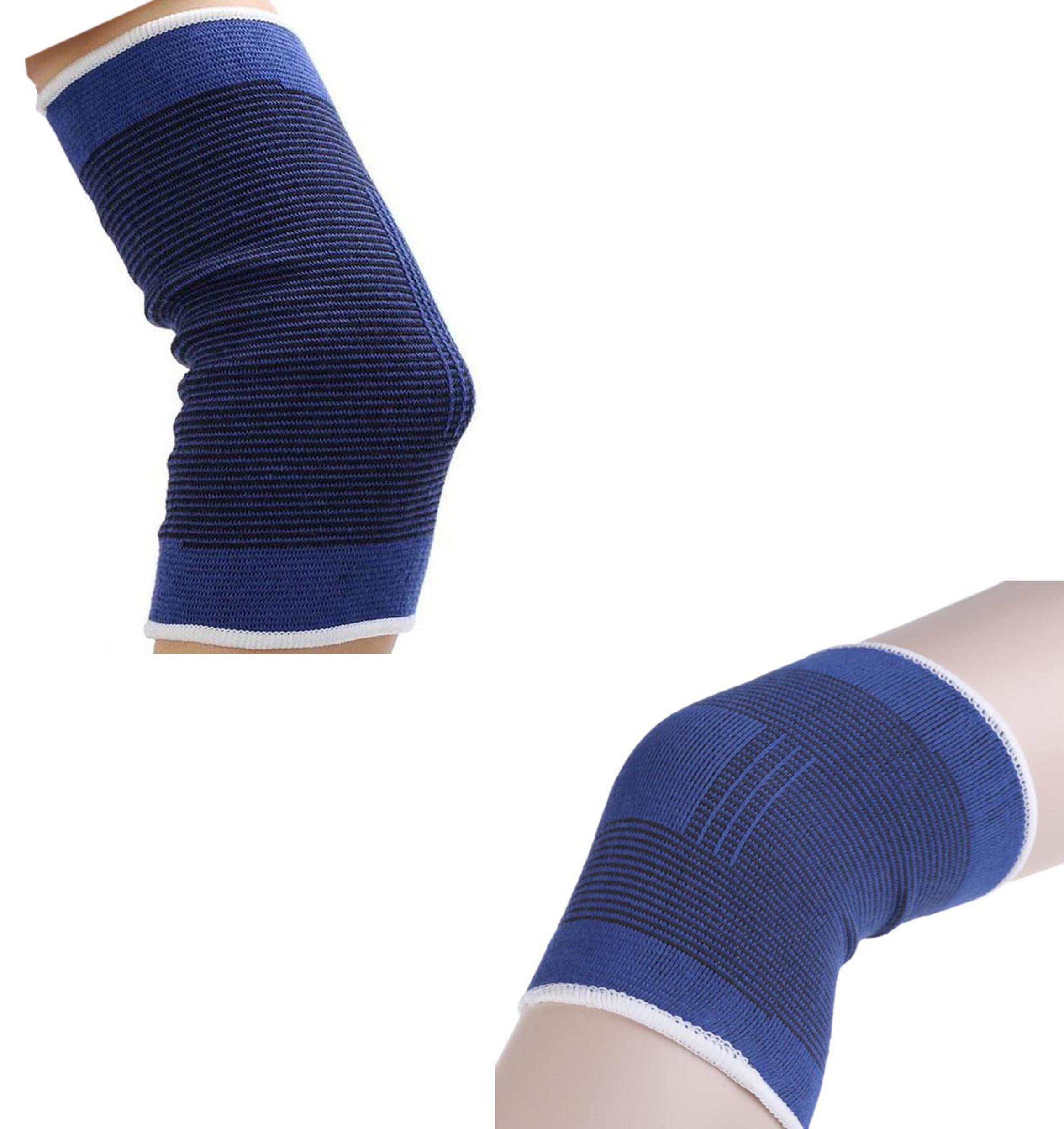 Atyourdoor Atyourdoor Elastic Elbow and Knee Support for Gym Jogging Exercise Muscle Pain Health (Free Size, Blue) - EKS02