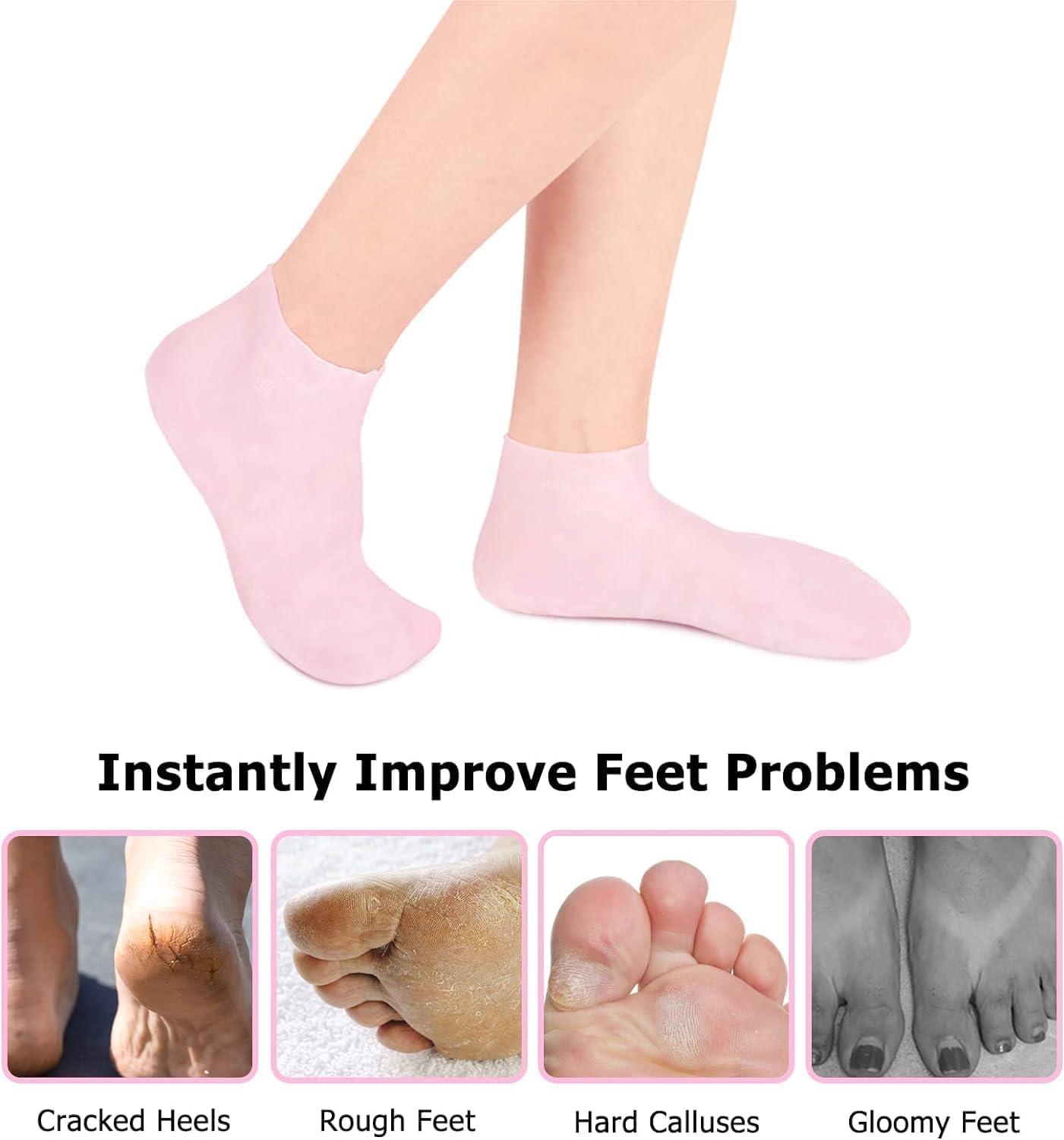 FLIXIFY FLIXIFY Traxito Silicon Heel Socks Heel For Crack Spa Gel Socks For Women & Men,Feet Protector Crack Heel Repair Socks With Moisturizing Natural Oil & Vitamin E Repair Dry Cracked (1 Pair, Pink)