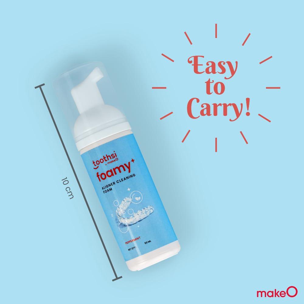 Toothsi Toothsi Foamy Aligner Cleaning Foam | Peppermint Flavor | Antibacterial Formula - Dentures, Retainers & Aligners | Odour-Free | Oral Foam for Retainer Cleaner | Easy & Portable | Pack of 3 (50ml each)