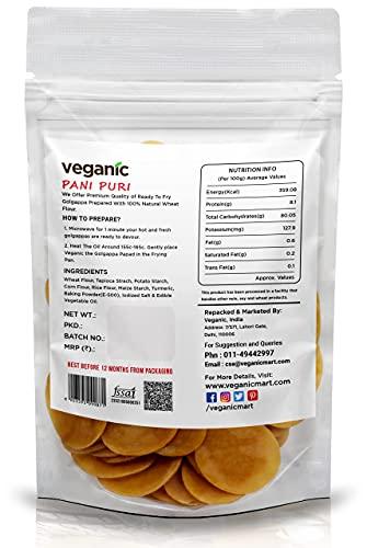 Veganic Veganic Dry Gol Gappa/ Pani Puri/ Puchka Wheat Snack Pellets | Ready To Fry Atta Golgappa Papad - 400gm