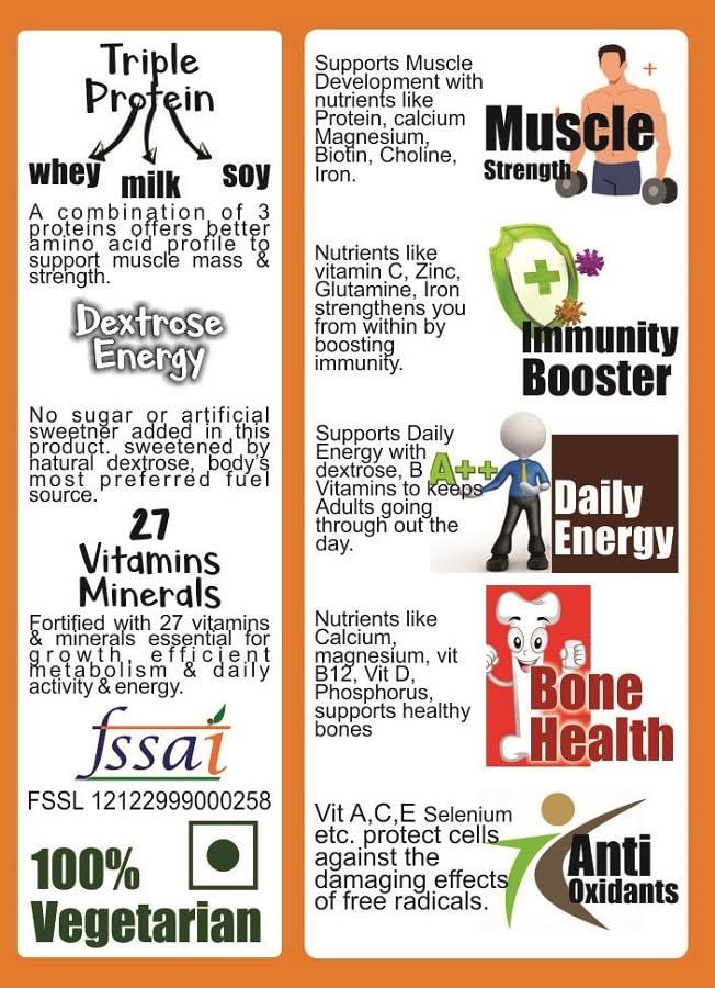 DEVELO Develo Protein Powder for Men & Women, Whey, Milk & Soy (Triple Protein)  500 g Kesar Badam