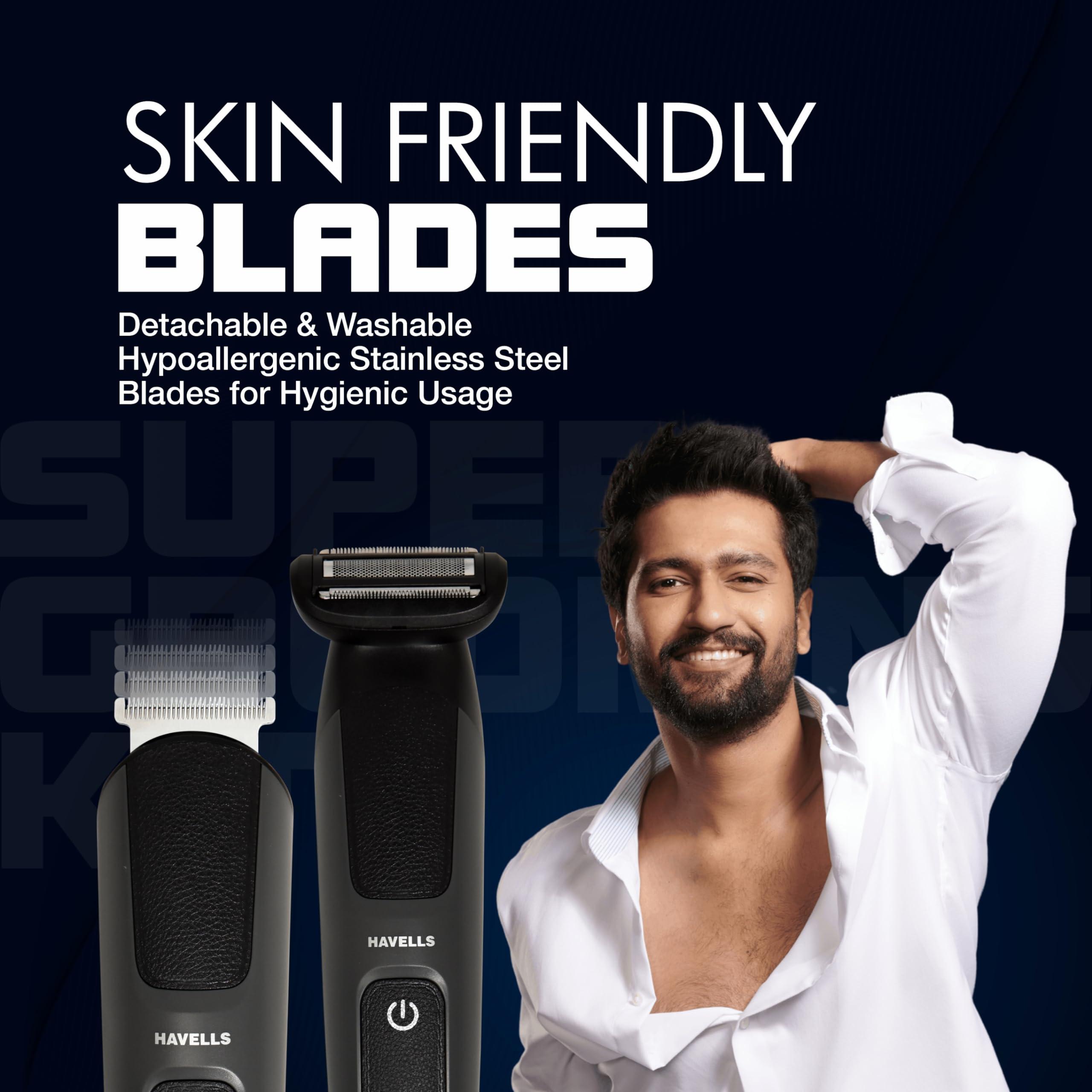 Havells Havells Super Grooming Kit Gs8714,15 In 1,Ipx7 Fully Washable,Full Body Groomer For Men,120 Min Of Run Time With Fast Charge,Corded Electric