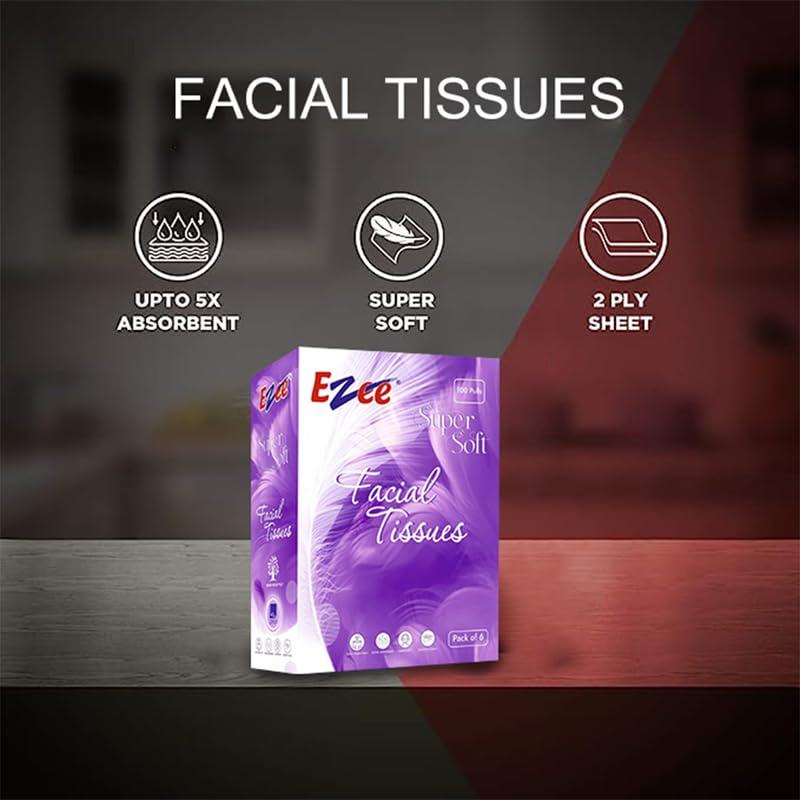 Ezee Live Life Ezee Way Ezee 2 Ply Facial Tissue Soft Pack 100 Pulls | Car Box Tissues - Ultrasoft, Silky & Absorbent