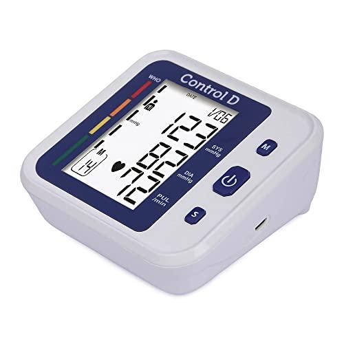 Control D Control D Prime USB Port BP Monitor Automatic Oscillometric Digital Blood Pressure Checking Machine Upper Arm Portable Digital Blood Pressure Monitor BP Machine (White, Blue)