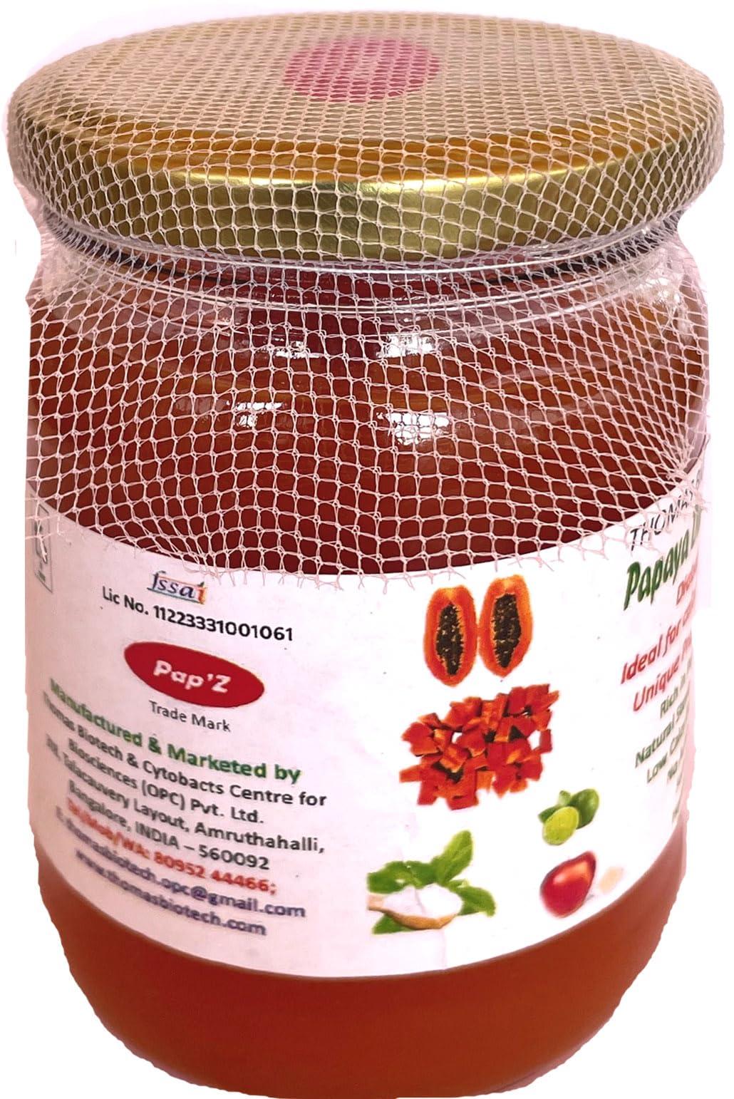 Generic THOMAS BIOTECH PapZ Zero-Sugar Papaya DiabeticF Stevia Jam Spread/ Stevia-Sweetened Diabetic-Friendly Papaya-Fruit Rich Formula/ 250g Bottle/ Very Low Calorific Value/ No Added Sugar/ Soft Gel for Easy Spread