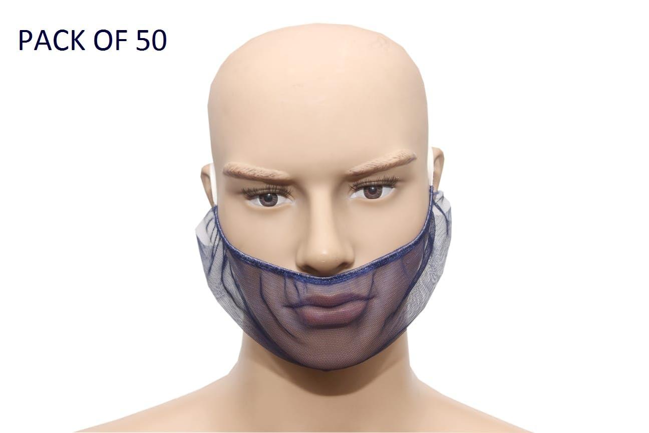 SubaA SuBaA Premium Washable Hairnet Beard Cover - Breathable Fabric, Lightweight - 50 pcs - Ideal for Food & Processing Industries, Hotels Hygiene | Reusable, Protective Beard Nets for Men