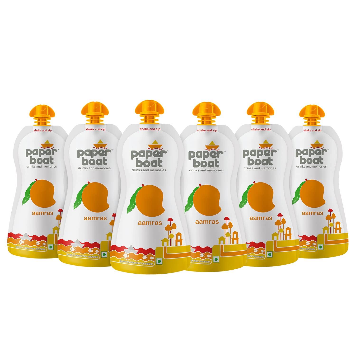 Paper Boat Paper Boat Aamras Juice, 250ml (Pack of 6) & Paper Boat Lychee Juice, Litchi Jelly Drink Enriched with Vitamin D, No Added Preservatives and Colours (Pack of 9, 150ml each), Pink