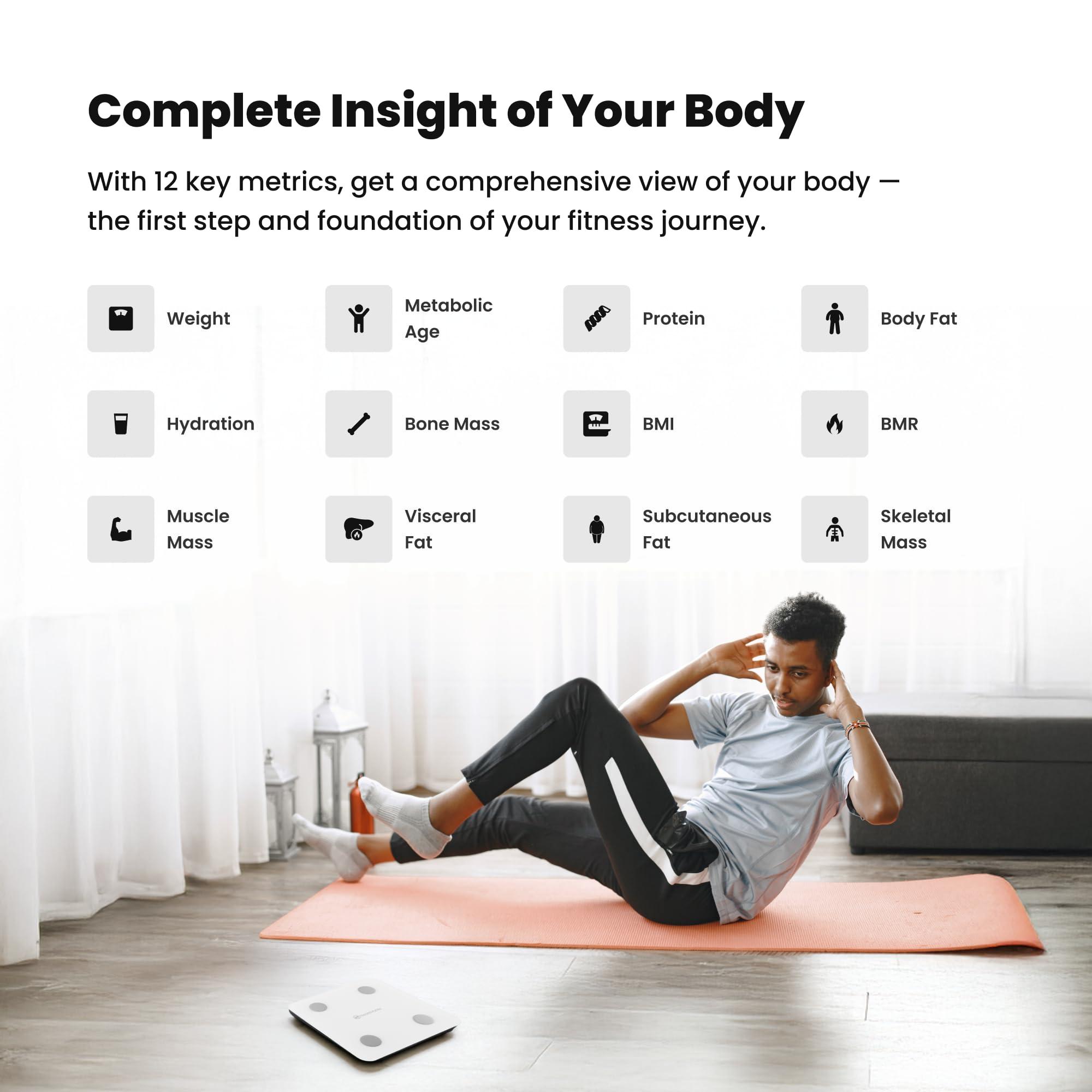 HealthifyMe HealthifyMe Smart Scale Get Data Driven Smart Weight Loss and Track 11 Plus Key Body Metrics in HealthifyMe App|1 Month FREE HealthifyMe Smart Plan| 2 years Warranty (White)