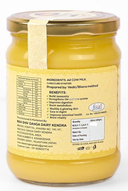 Go Fresho Go Fresho A2 Desi Cow ghee|Vedic Bilona Method|Pure, Natural & Health|500 ml Glass Bottle