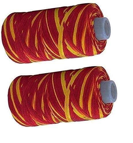 Generic SkyWins Kalawa Raksha Sutra Dhaga 100% Cotton Saced Thread Mota Dhaga Moli Thread || Kalawa for Pooja Mauli Red and Yellow Sacred Thread Puja Kalawa for Hand (Pack of 2 Pieces) || Made in India sw1