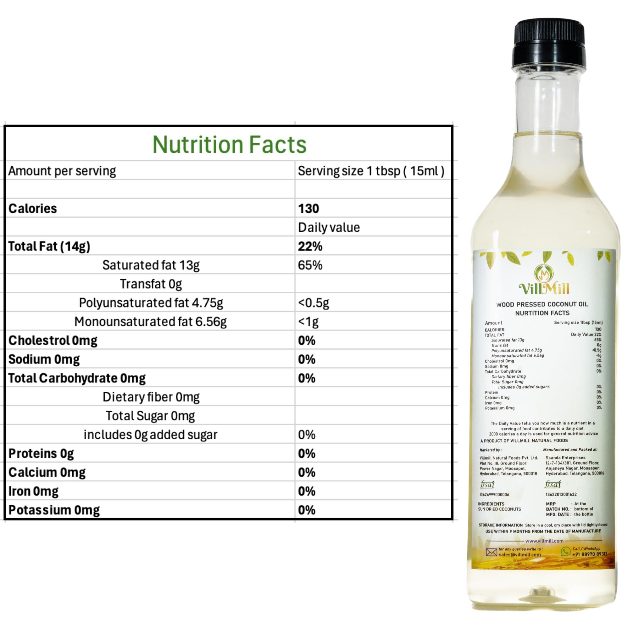 VILLMILL Villmill Woodpressed Coconut Oil & Sunflower Oil Combo - 1 Liter, Premium Cold-Pressed, Non-GMO, Pure & Natural Oils for Cooking & Skin Care