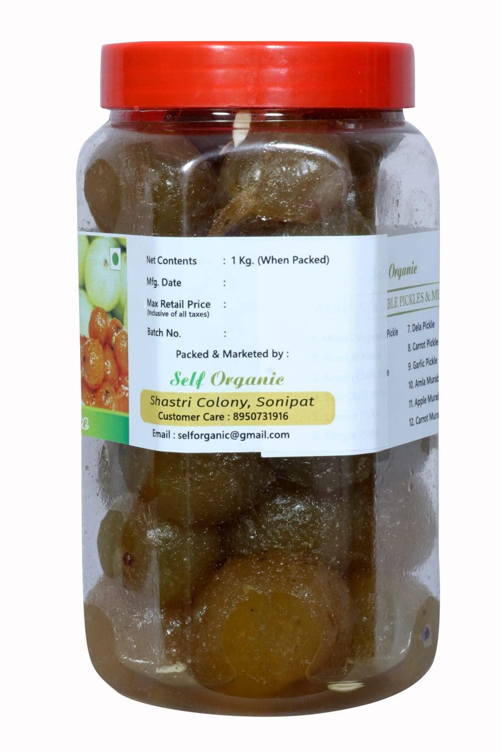 Self Organic Self Organic Homemade Organic Sweet Amla Murabba Indian Gooseberry | Fresh & Natural Amla Murabba - Helps in Immunity Boost | No Artificial Colors & Flavors | 900 Gram