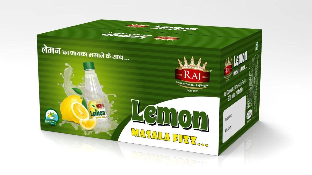 RAJ SPECIAL JEERA Raj Special Lemon Masala Fizz Beverage Instant refreshing Drink For Summer- 160ml* 24(Lemon, Pack of 4)