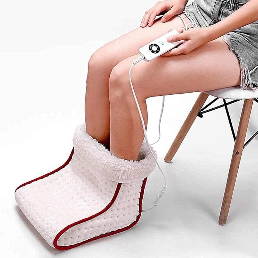 Delavala Delavala Electric Foot Warmer Massager With Adjustable Temperature 5 Heat Setting Massage Foot Warmer For Feet Relax&Fatigue Relief For Men&Women Foot Heating Pad Fast Heating Technology Washable