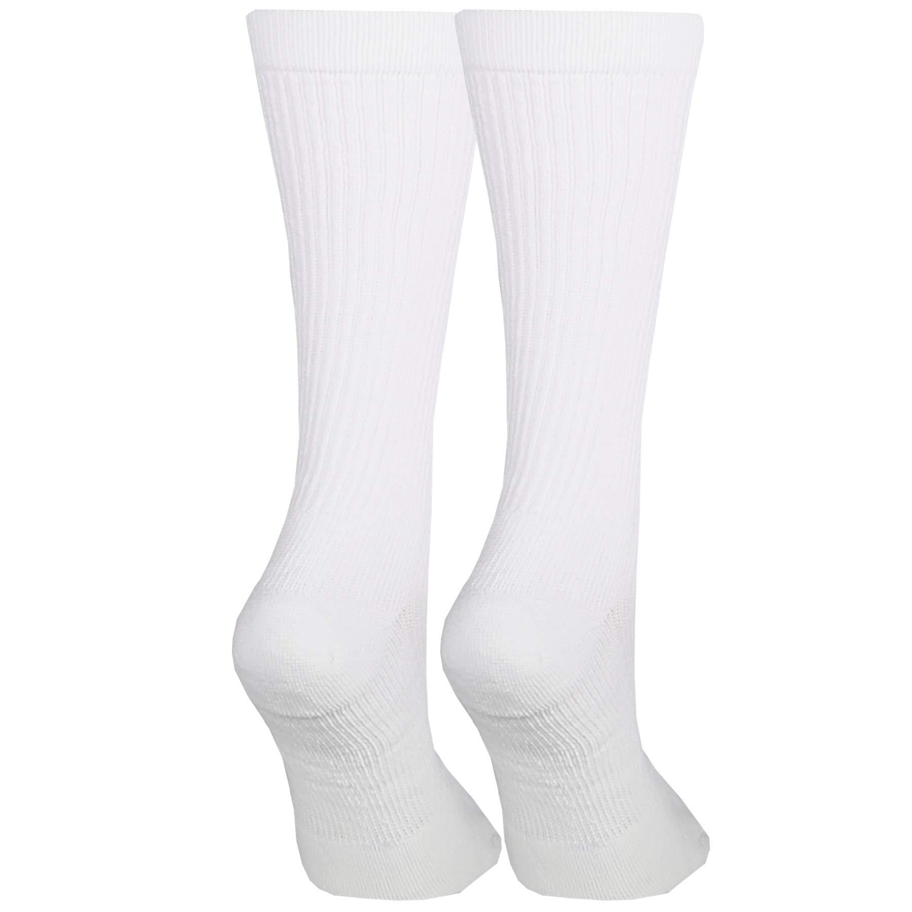 NuVein NuVein Compression Socks Mid Calf Crew Length 15-20 mmHg Graduated Support Cushion Foot, White, Small