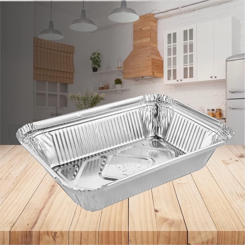 Foil Plus Foil Plus Aluminium Silver Foil Container 750 ml, Food Storage Disposable Containers For Parcel Packaging with Lid for Kitchen 50 pcs