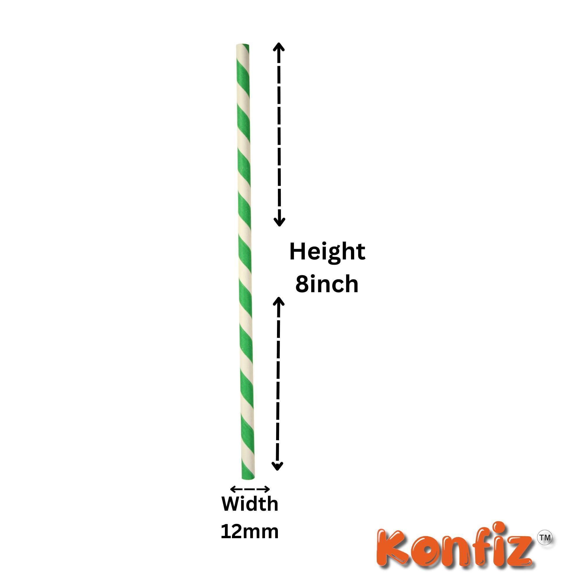 KONFIZ KONFIZ Paper Pipe Straws for Drinking Juice (Pack of 100pcs, 12mm Regular Paper Straws & 7.75in Long) - Eco-Friendly, Biodegradable, Sustainable & Disposable Straws for Your Daily Drinking Needs