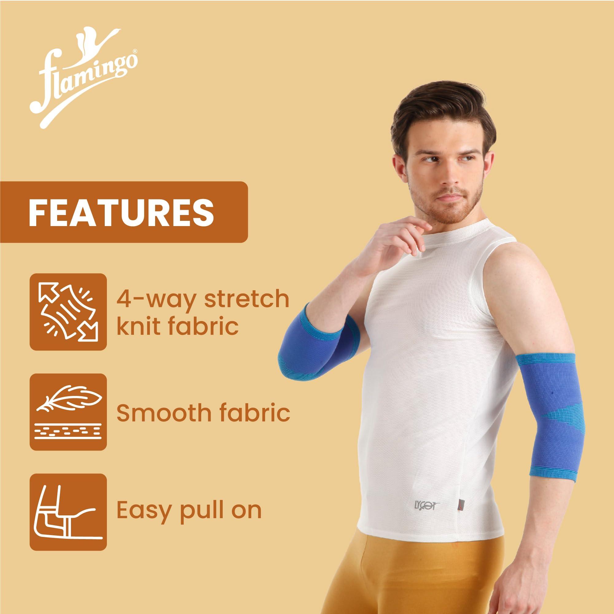 Flamingo Flamingo Premium Elbow Support Regular for gym,Pain Relief, Tennis, Volleyball, Cricket | Elbow Compression Sleeves for Men & Women (Pair) | Color-Blue | Size-XL