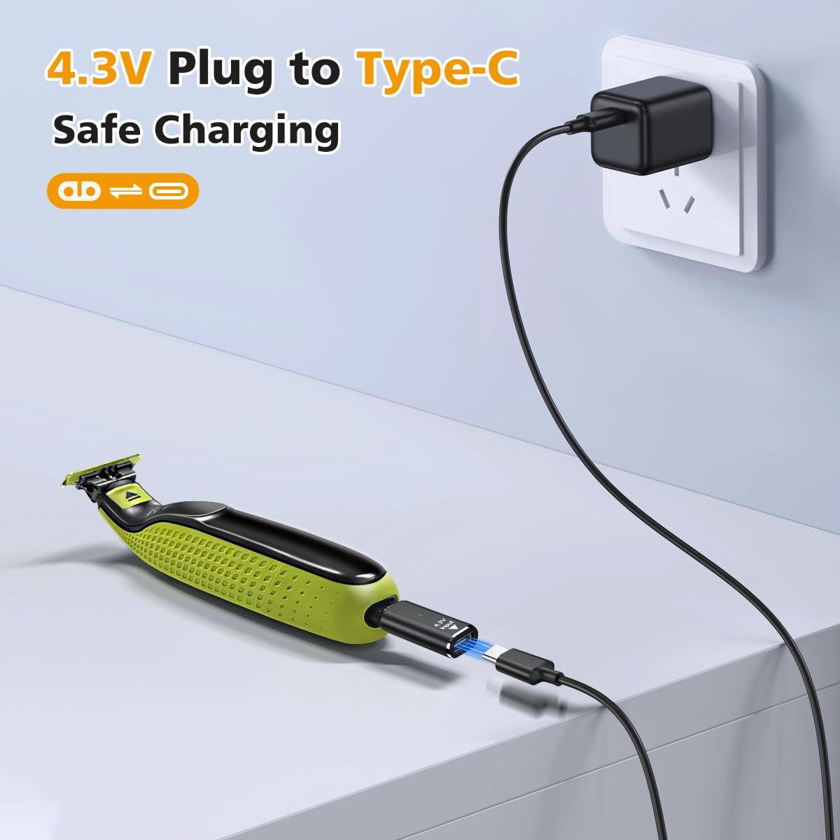Kinsound Kinsound 4.3V A00390 Type C Shaver Adapter Charging Converter for Philips Norelco Oneblade QP2520 QP2515 QP2620, USB C Shaver Charger Converter Without Charger Cord (1 Pack)