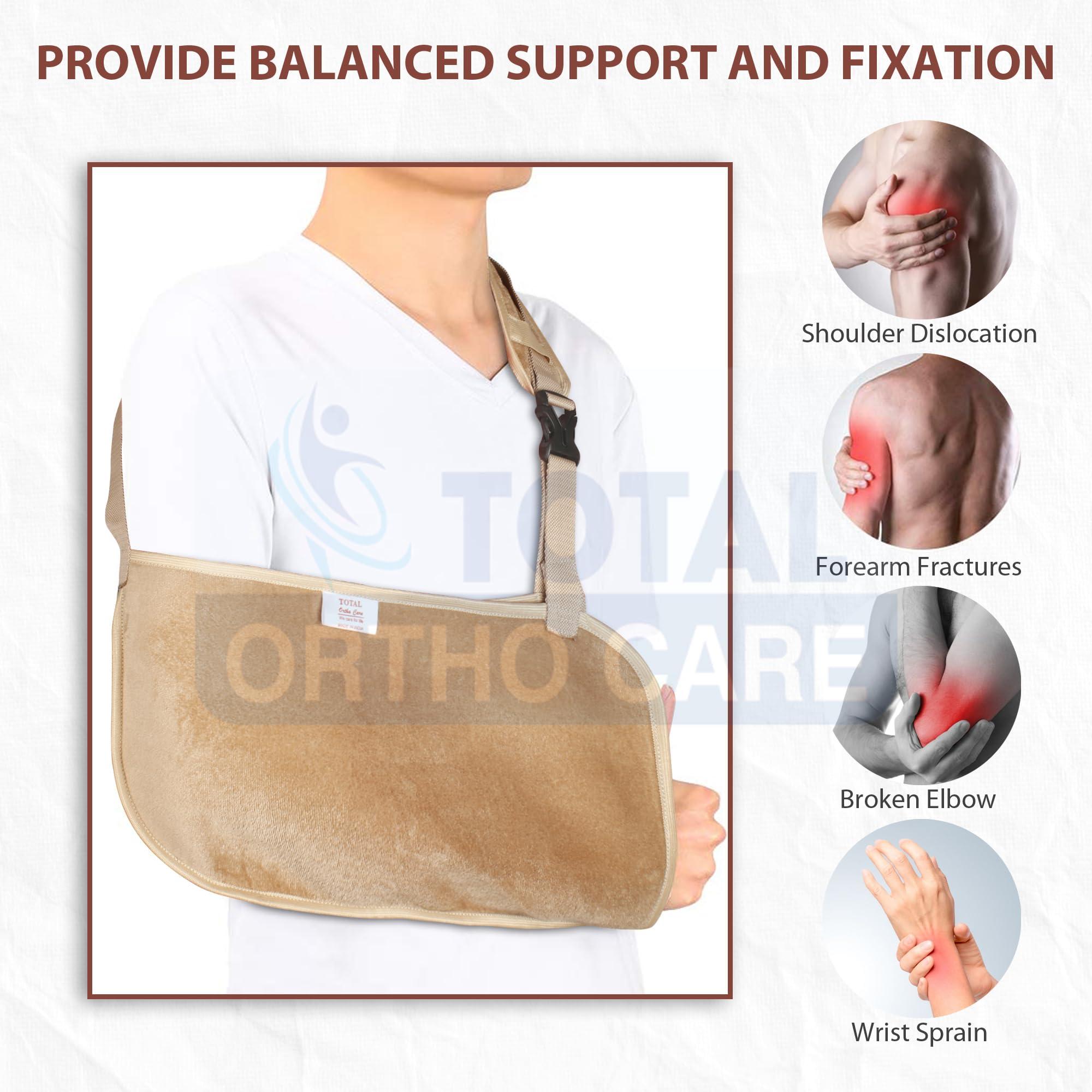 TOTAL Ortho care TOTAL Ortho care Arm Sling Pouch support to the arm or shoulder in case of closed or surgical management of strain, sprain, fractures and dislocation (Size - Small)