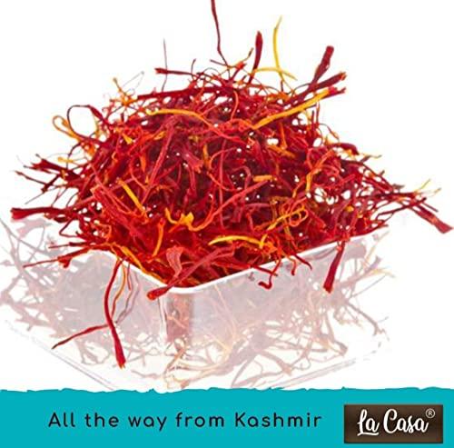 La Casa La Casa Mongra Saffron | Kumkuma Puvvu | Finest A++ Grade Kashmiri Kesar | Keshar/Saffron Threads | 5gm |