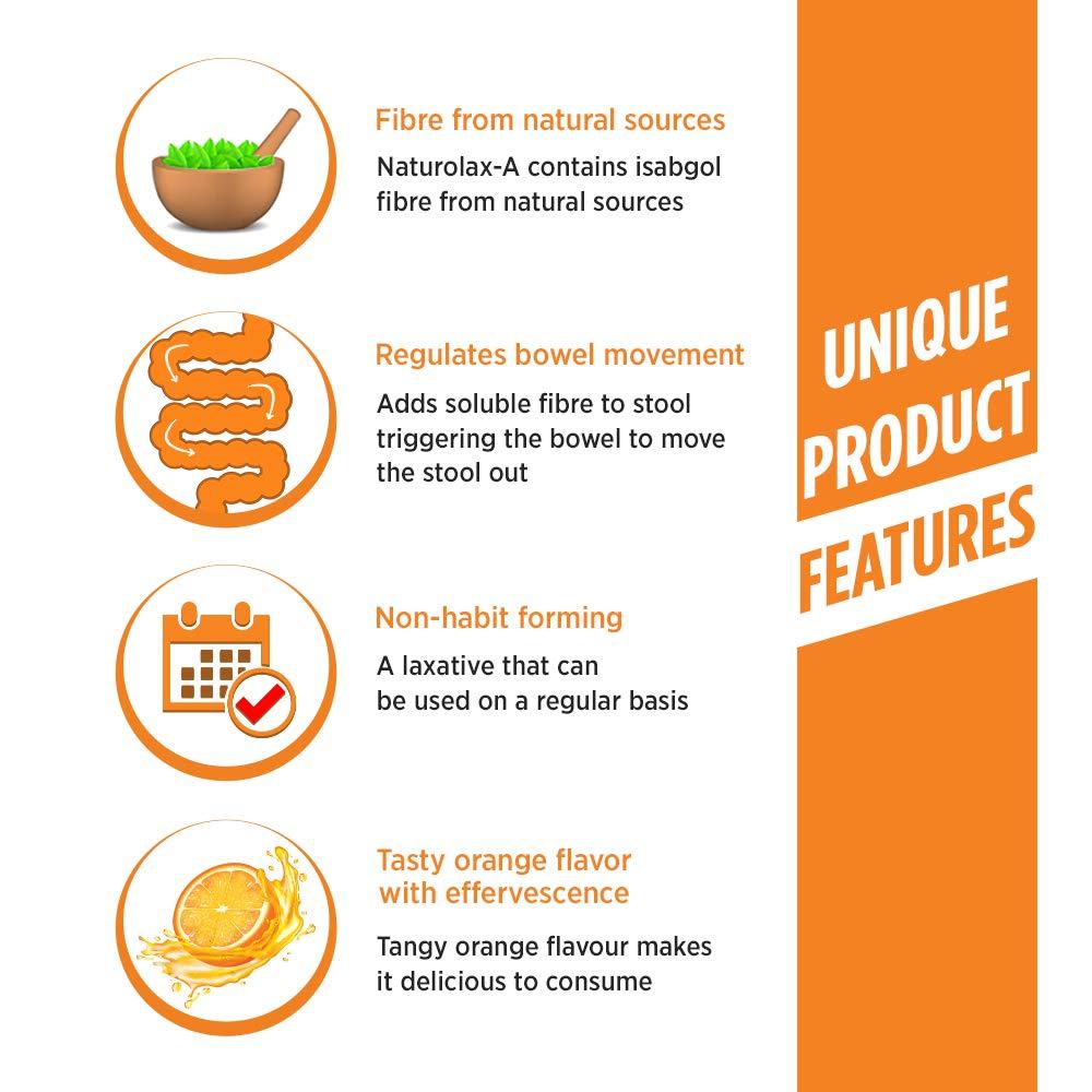 Naturolax Naturolax-A Isabgol Husk Powder, Effective for constipation, Orange Flavour, Ayurvedic formula, Non-habit forming, High Effervescence, 110 gms