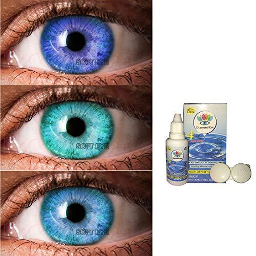 Gold Look Gold Look-Monthly Colour Contact Lens, Zero Power (Darkblue-Aqua-Aquablue)