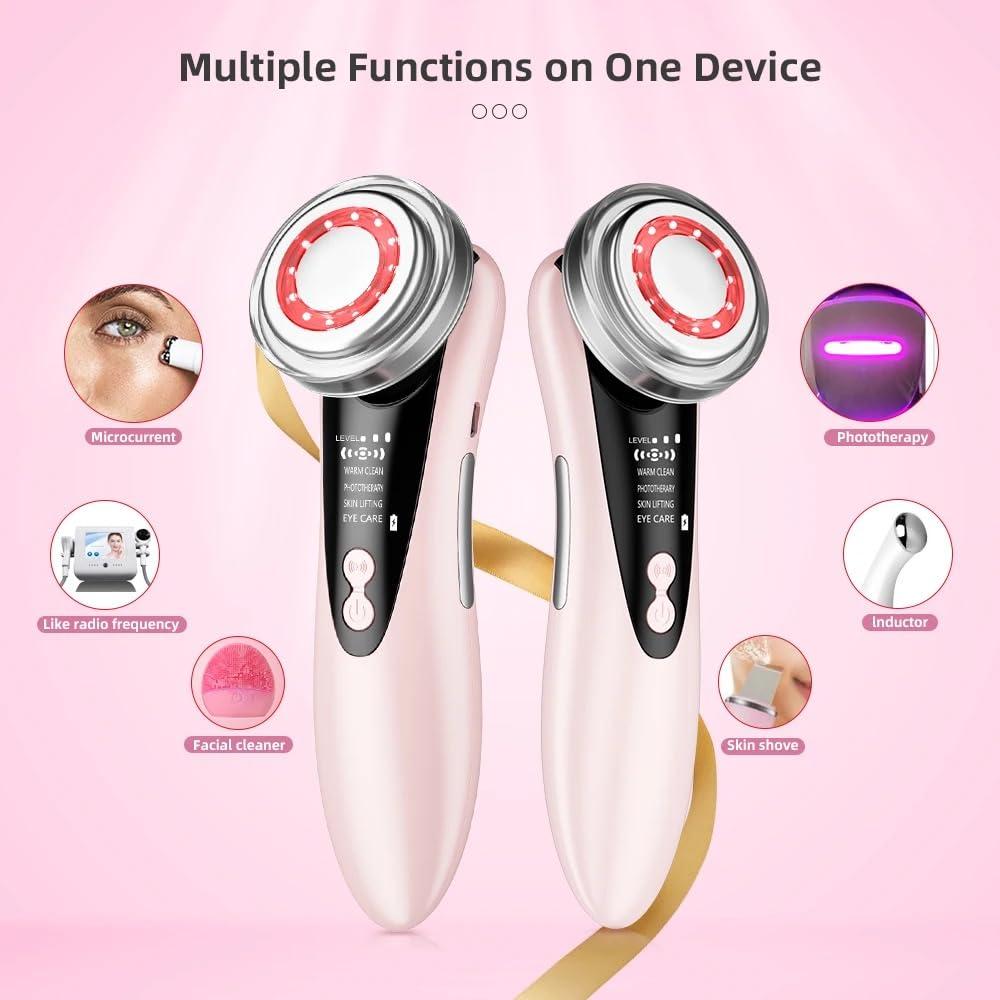 S A ENTERPRISE , India 5 In 1 Face Lifting Skin Rejuvenation Massager Red Blue Light Photon Therapy Eye Care Facial Cleaning Beauty Device