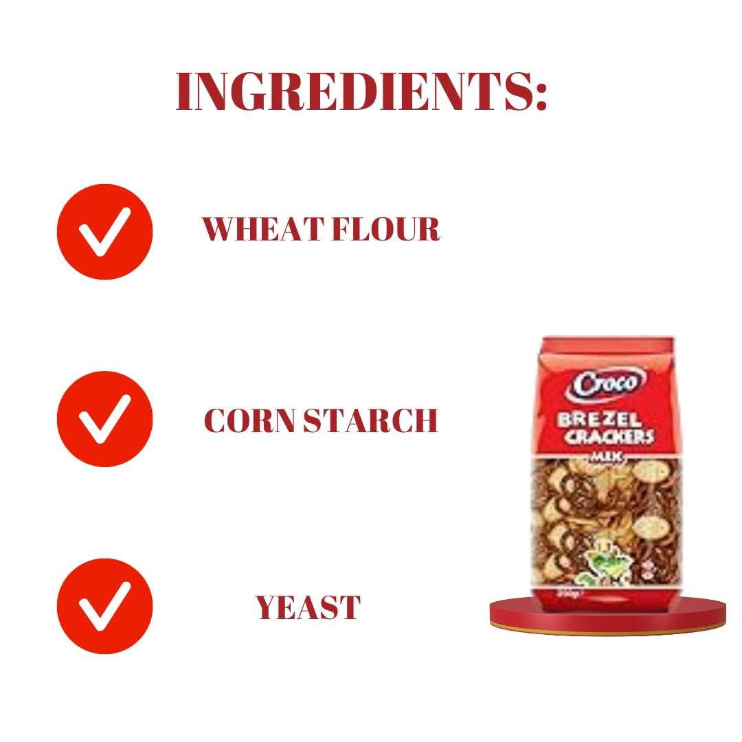 Croco Croco Brezel Crackers, Bagel chips, Pretzel, Snacks,Baked crackers, Mix 250g