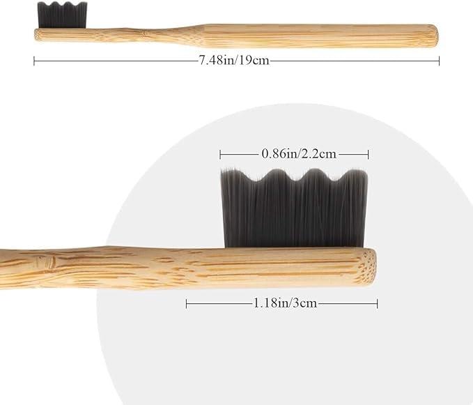 HMD INDIA HMD INDIA (Pack of 4) Wave Nano Bristle Round Handle Organic Bamboo Toothbrush With 20,000 Ultrafine Bristles | Eco-Friendly, Biodegradable | Doctor\'s Favourite BPA Free for Unisex