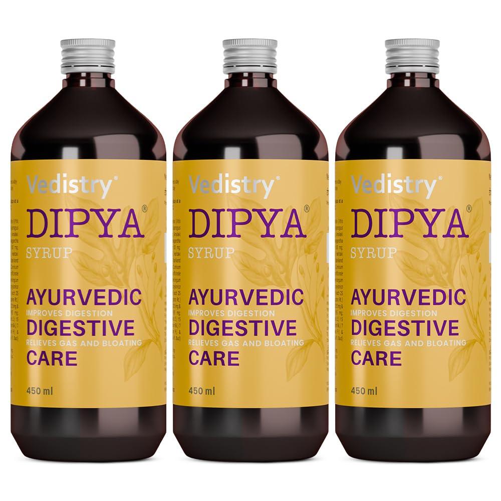 Charak Charak Dipya Syrup - Ayurvedic Digestive Care Syrup Liquid For Digestion Acidity Gas & Bloating Ayurvedic Tonic, Boosts Digestive Immunity Stomach Pain - Acidity, Indigestion (450Ml,Pack Of 3)