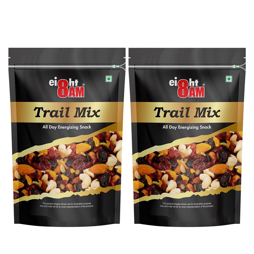 8AM 8AM Trail Mix Dry Fruits & Nuts, 200g(Pack of 2) | Made with Nutritious Ingredient Cranberries, Roasted Cashew, Almonds, Raisin, Pumpkin Seeds | Healthy and Tasty Snack, Rich in Zinc, Potassium, Iron