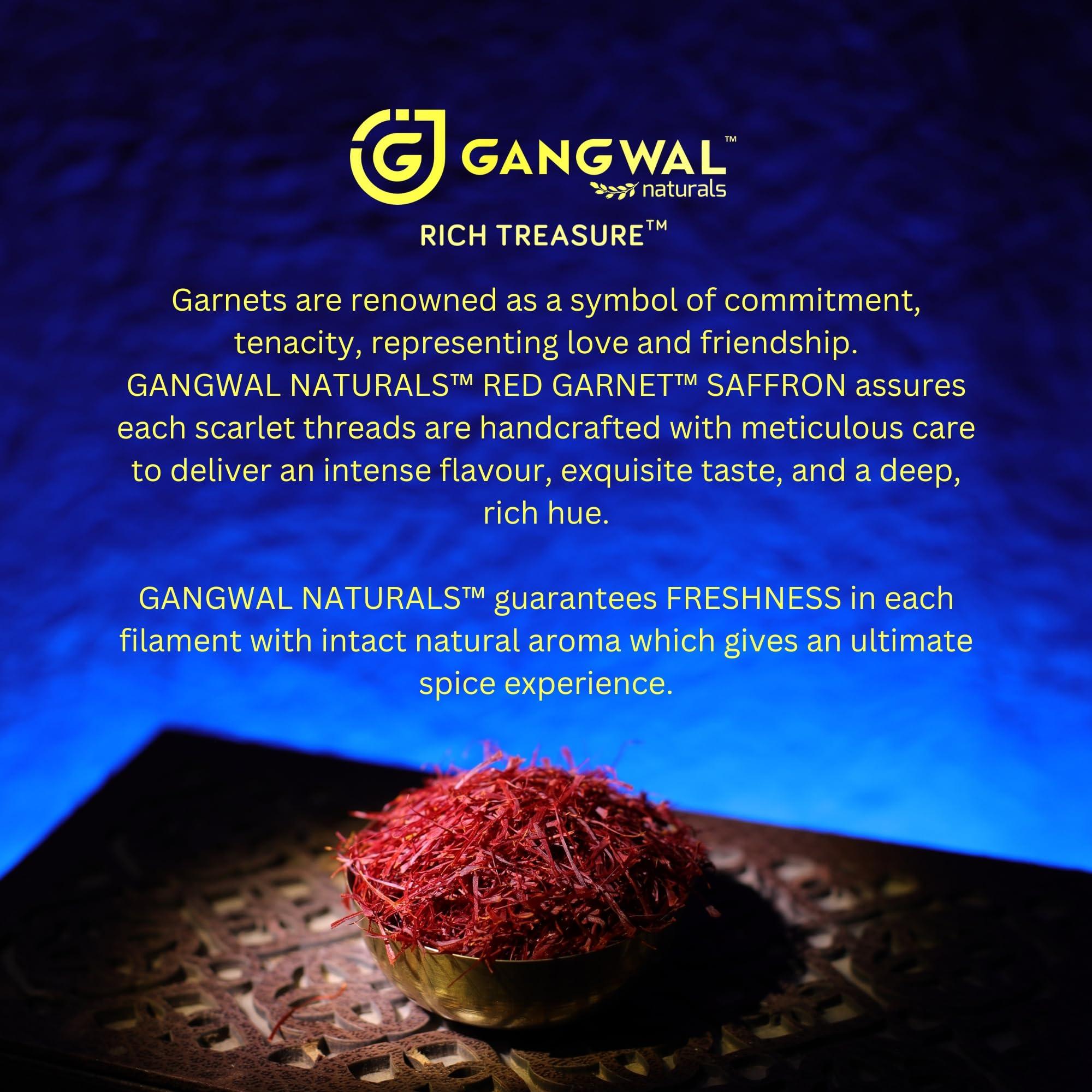 GANGWAL NATURALS Gangwal Naturals Red Garnet Gift Pack Original Kesar Saffron | 100% Pure Saffron | Long Kesar Threads | Suitable For Pregnant Women, Food Aroma, Sweets, Beverages, Medicinal, Pooja and Beauty | Natural Stone Bowl + Tweezer Included | 5g