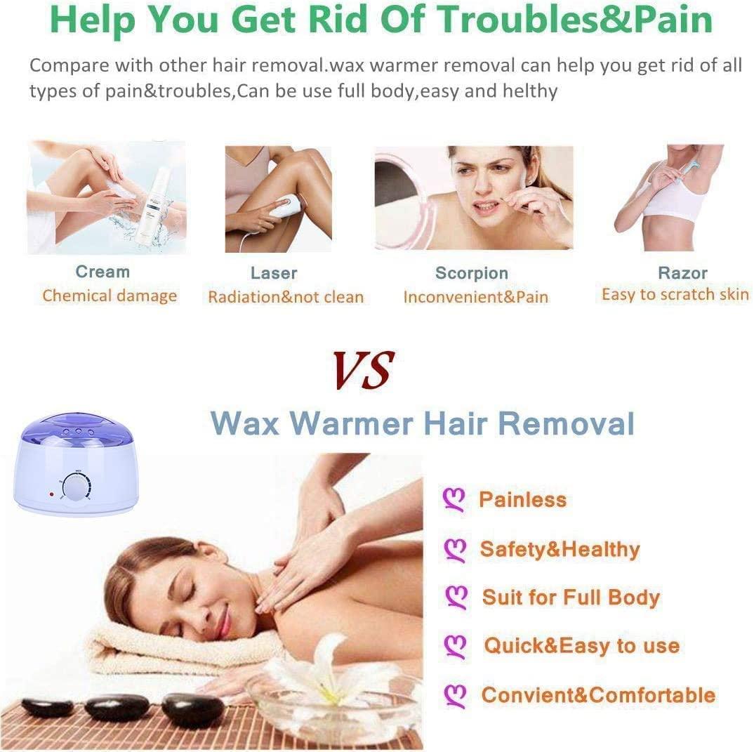 ZSIGNS Wax Warmer,Professional Electric Hot Wax Warmer Hair Removal Kit Waxing Kit Wax Melts for Hard Wax Beans,Painless Wax Remover for Legs, Face, Body, Bikini Area Home Waxing Kit