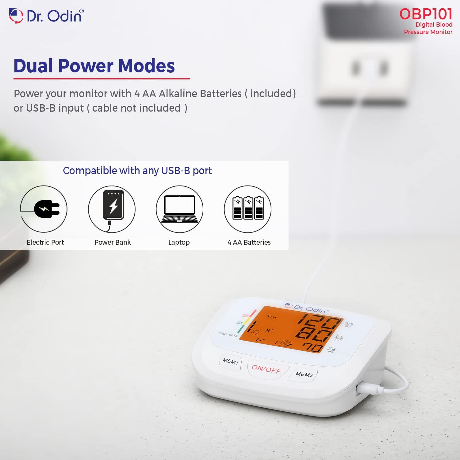 Dr. Odin Dr. Odin OBP 101 Fully Automatic Digital Blood Pressure Monitor with Large Cuff BPM Monitor at Home BP Machine for Doctors (White, 1 Year Warranty)