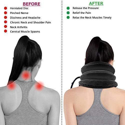 Ekdant Ekdant Cervical Neck Traction Device Neck Massager Stress Relief Cervical Collar For Neck Pain Inflatable Neck Support Cervical Airbag 3 Layer