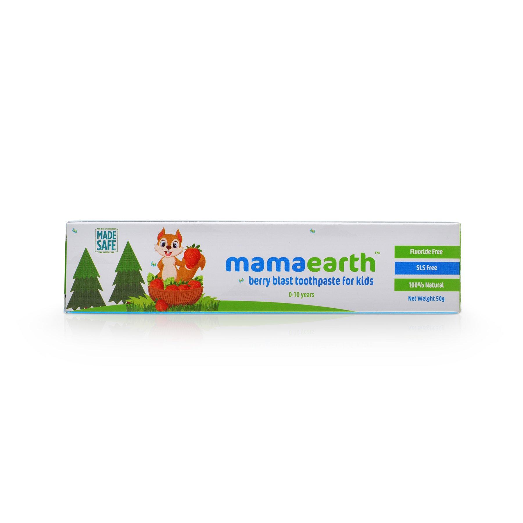 Mamaearth Mamaearth 100 Percent Natural Berry Blast Kids Toothpaste, 50G & Gentle Cleansing Natural Baby Shampoo, 400Ml (White) Combo, Sensitive Teeth