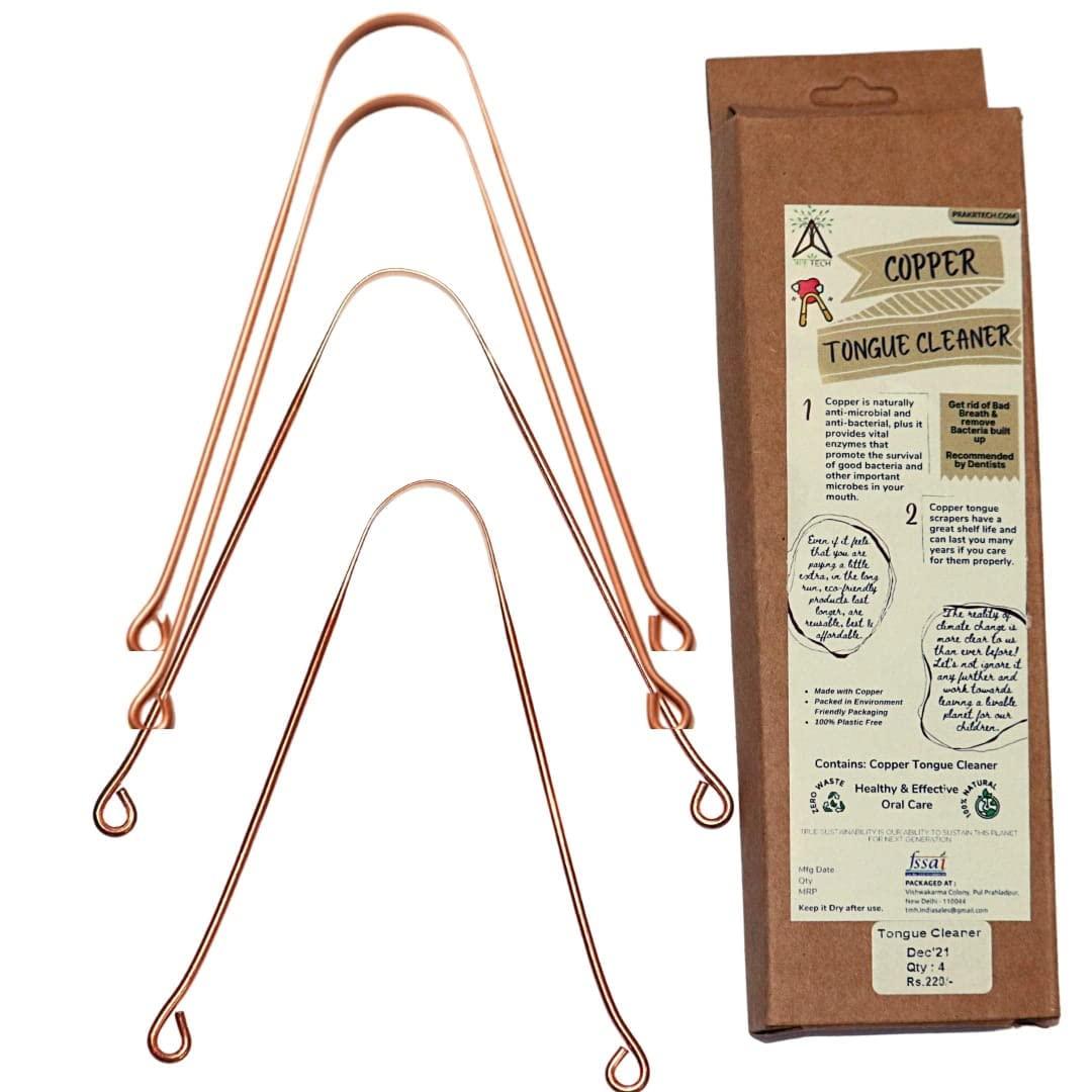 Prakrtech PRAKRTECH Copper Tongue Scraper for toungue cleaning,Antimicrobial, Comfortable handle, Oral hygiene gift (4)