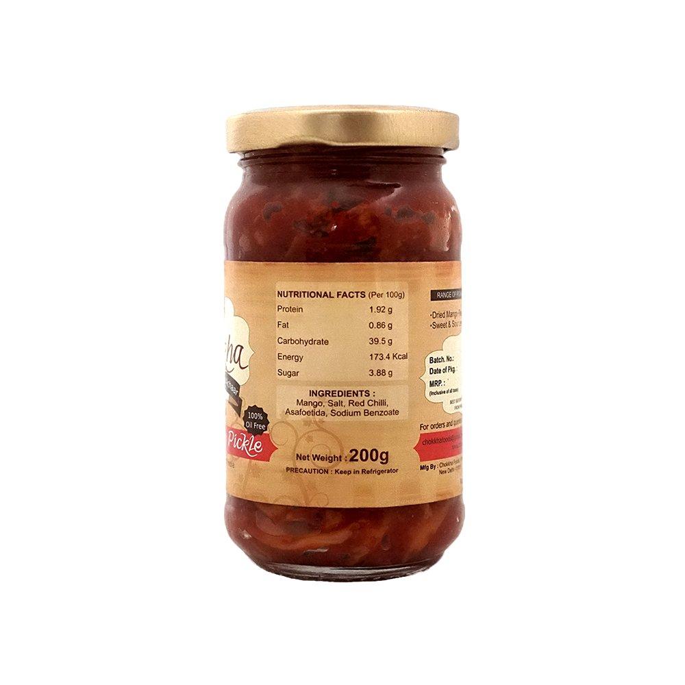 Chokkha Chookha Traditional Homemeade Mango & Hing Mango Pickle Combo | No colour Added | Vegan | 100% Oil-Free | Combo of 2 | 200 Gm Each