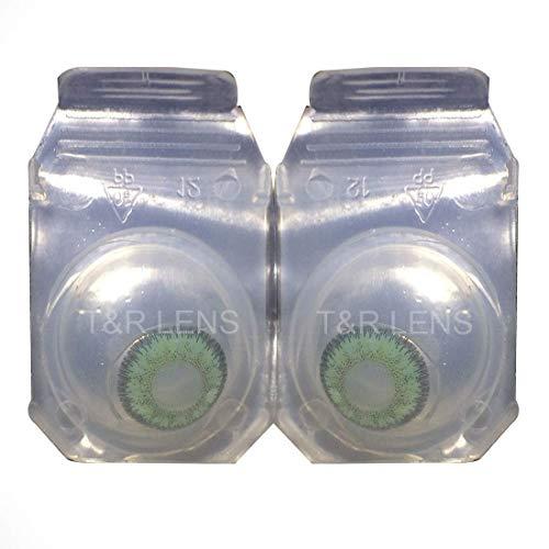 Iconic eye Iconic Eye Green Monthly Zero Power Monthly Contact Lens 2+ Multi Plus Solution with Lens Storage Box - By T&R Lens