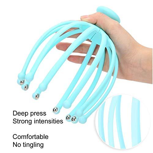 Aufee 12 Claw Head Massager Toy, Claw Head Massager Stress Relief Hair Therapy Rolling Ball Scalp Massage Toy(Blue)