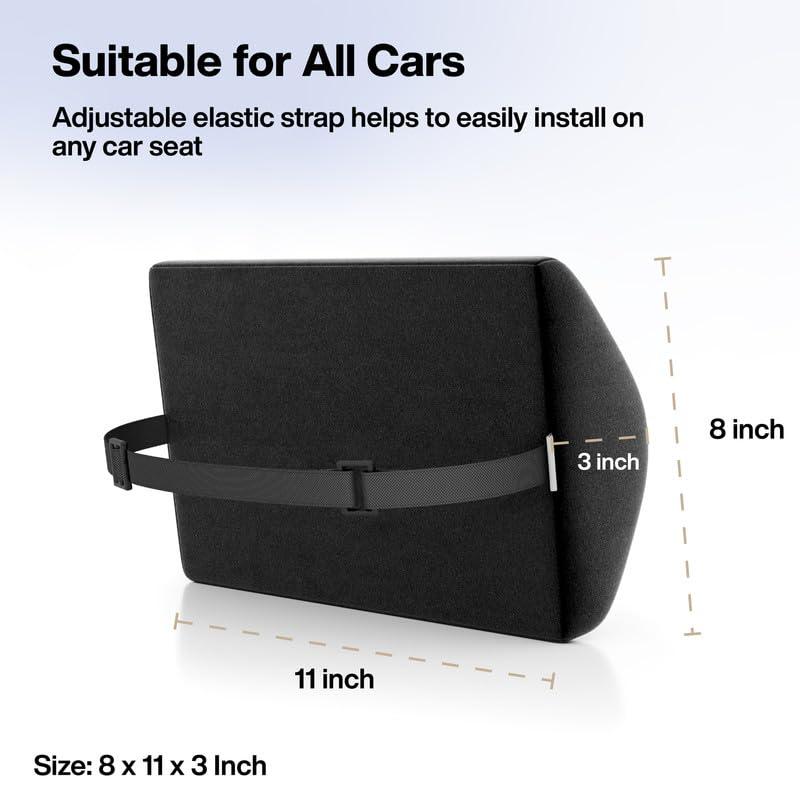 FOVERA FOVERA Car Neck Rest Pillow (Pack of 2) | 2 Years Warranty | Memory Foam Neck Pillow for Car, Car Seat Head Rest Cushion for Neck & Cervical Support - Relieves Neck Pain (Standard, Black)