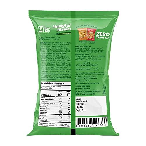 FIT & FLEX Fit & Flex Multigrain Mixture Extra Baked Namkeen and Healthy Snacks Zero Cholesterol High Dietary Fibre All-time Party Tasty Crunchy Snack Lemony Mint - Pack of 1, 180gm