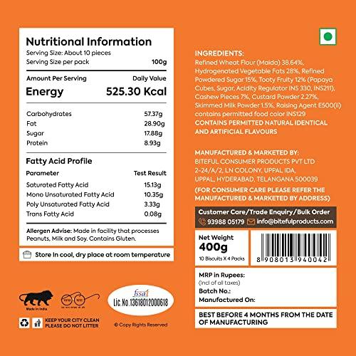 BITEFUL Biteful India Fruit Biscuit Bytes 400g (Pack of 2 - 800g)
