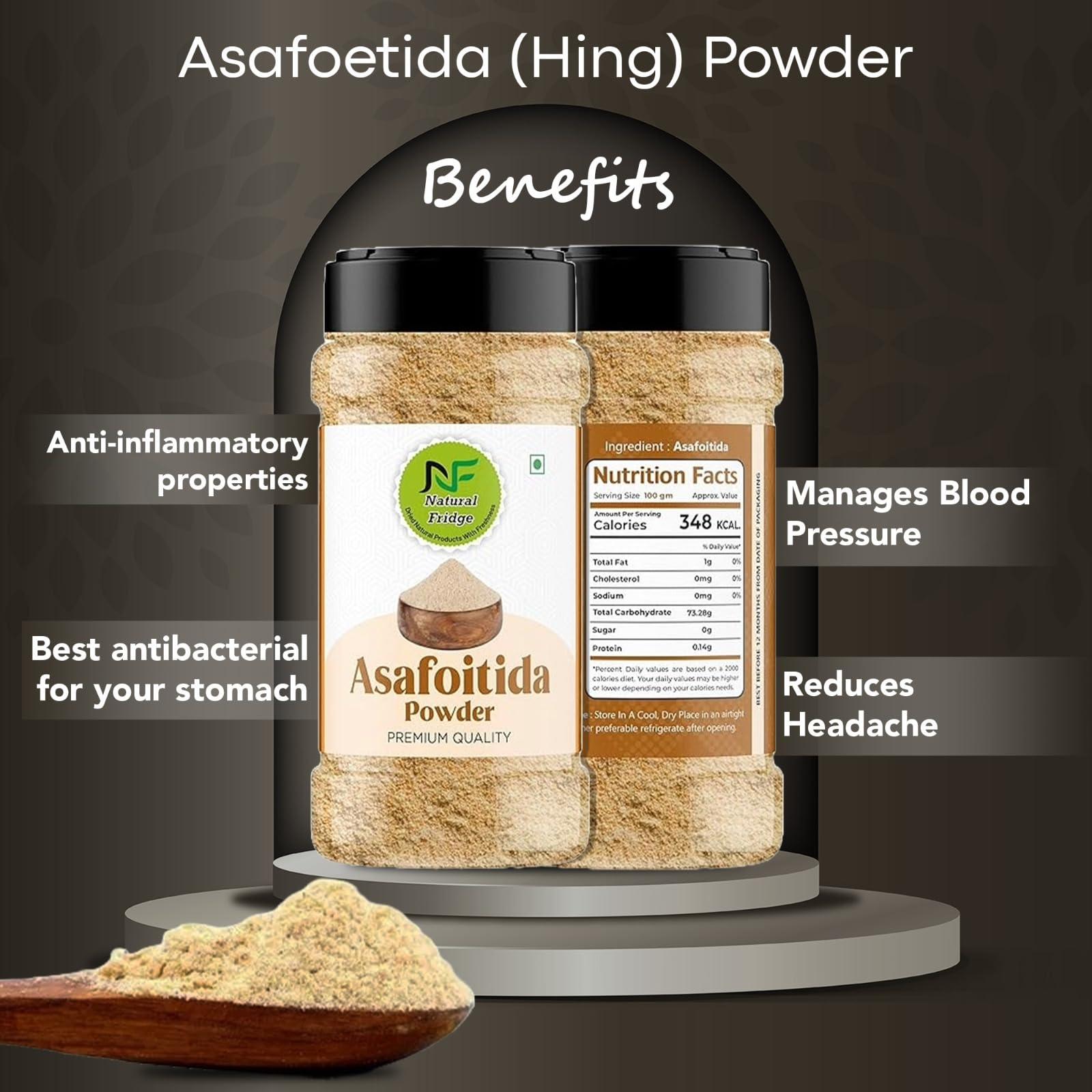 Natural Fridge Natural Fridge 100% Pure Asafoetida (Hing) Powder | Anti-inflammatory Properties & Anti-Ageing Spice | Strongest Compounded Pure Hing Powder | 100% Pure and Natural | Food Spice | Indian Flavour for Food | Premium-Quality Hing (100g)