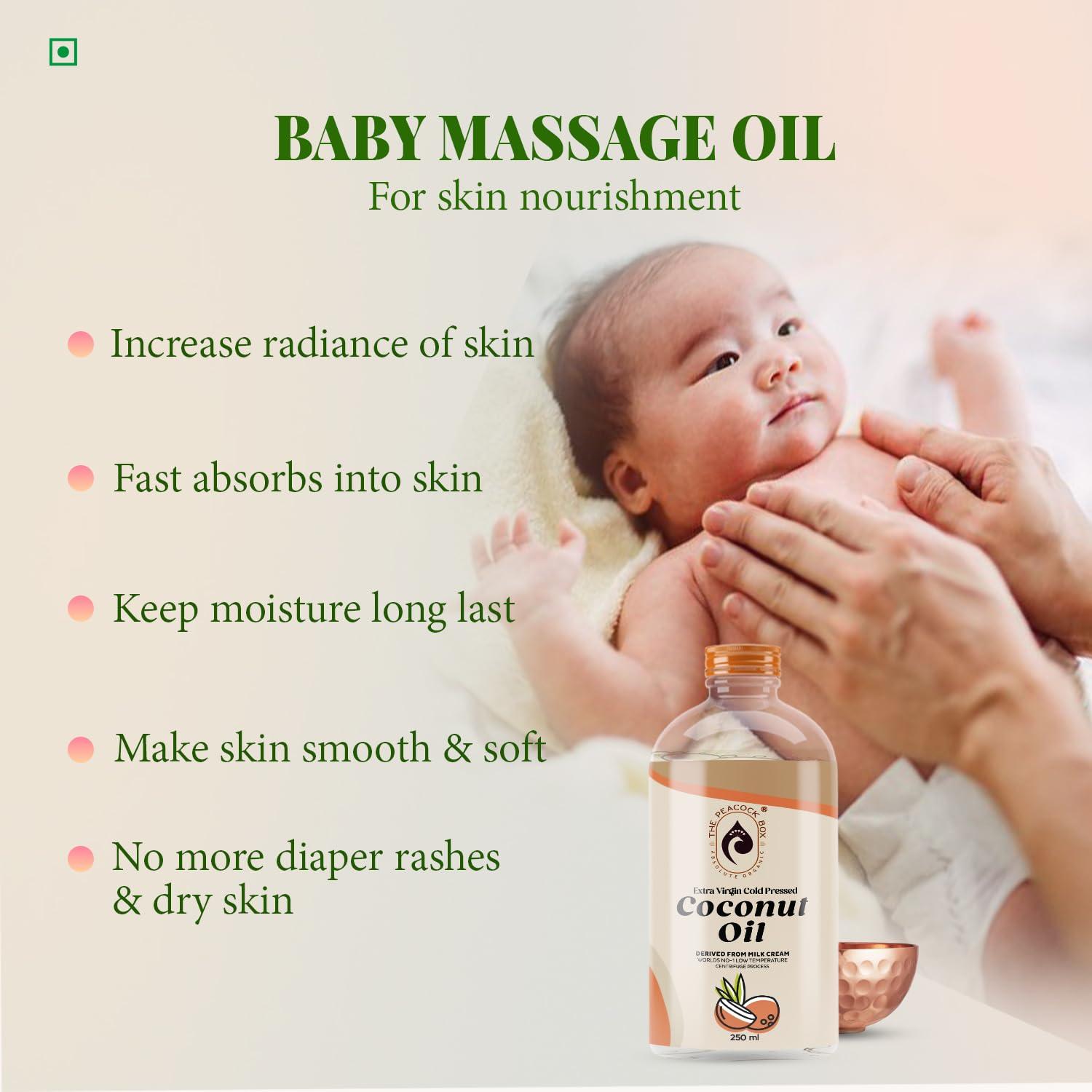 THE PEACOCK BOX ABSOLUTE ORGANIC The Peacock Box Organic Extra Virgin cold pressed Coconut Oil | Derived From Coconut Milk Cream | for Hair, Skin, and Cooking - 500 Ml