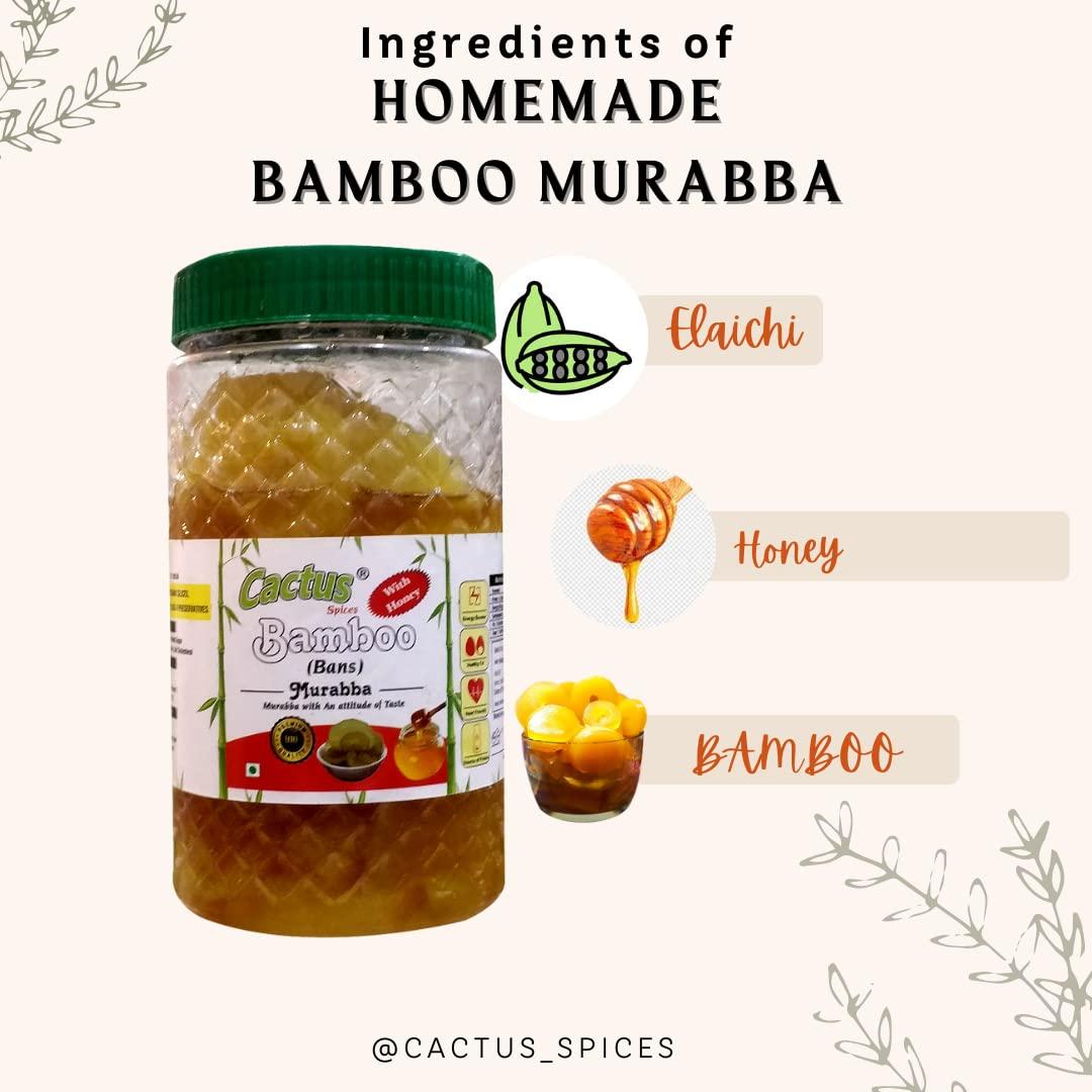 CACTUS SPICES CACTUS SPICES Homemade Bamboo Murabba with Raw Forest Honey | Helps Increasing Height | Bans Ka Murabba | 800G