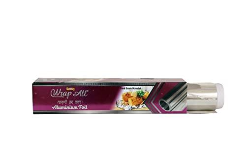 Wrap All Wrapall 30 Meter Aluminum Foil Roll | Food Grade Foil | Silver Kitchen foil roll | Pack of 1 | 10 Micron Thick | Self Adhesive, Oil and Leak Proof | Aluminum Foil