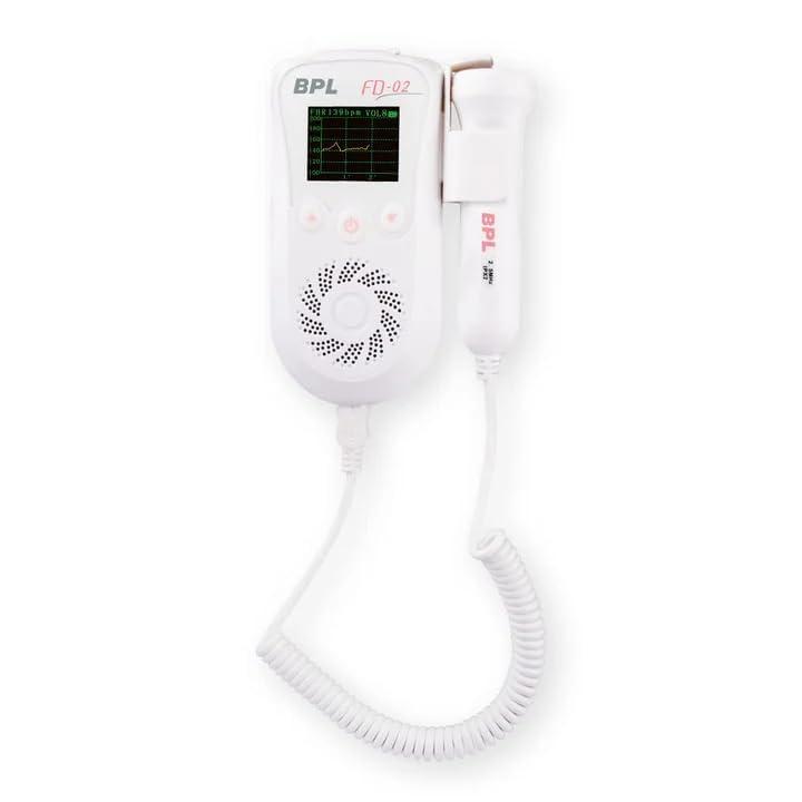 BPL Medical Technologies BPL Medical Technologies FD-02 Ultrasonic Fetal Doppler Heart Rate Detection Monitoring Machine with in-Built Speaker for Home and Clinic Use - White