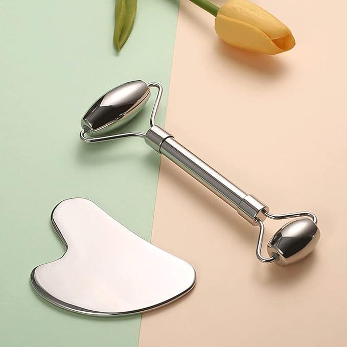 ACUWORLD ACUWORLD Gua Sha Facial Tools Stainless Steel - Gua Sha Face Massage Metal Tool - Stainless Steel Facial Massager for Skincare - Gua Sha Metal Tool for Face Lifting